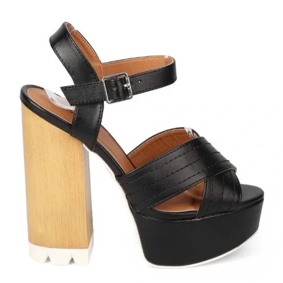 Black and Brown Platform Heels - Picture 4 of 7